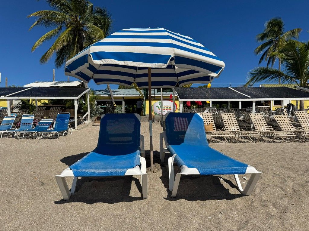 Frigate Bay Beach South - Beach Chair (2) and Umbrella rentals